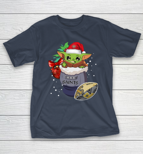 New Orleans Saints Christmas Baby Yoda Star Wars Funny Happy NFL T-Shirt 5