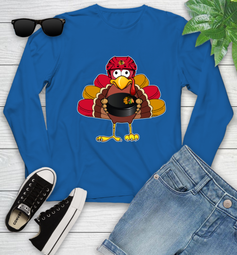 Chicago Blackhawks Turkey Thanksgiving Day Youth Long Sleeve 9