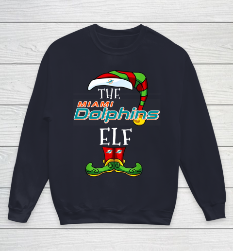Miami Dolphins Christmas ELF Funny NFL Youth Sweatshirt 2