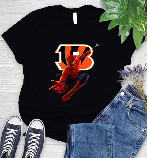 NFL Spider Man Avengers Endgame Football Cincinnati Bengals Women's T-Shirt 2