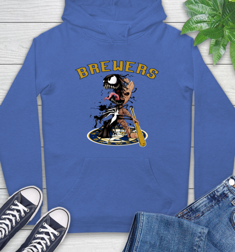 MLB Milwaukee Brewers Baseball Venom Groot Guardians Of The Galaxy Hoodie 9