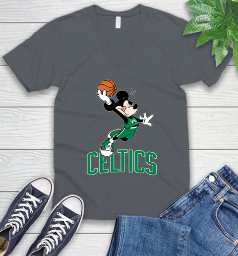 NBA Basketball Boston Celtics Cheerful Mickey Mouse Shirt V-Neck T-Shirt 5