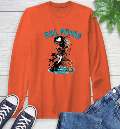 NFL Miami Dolphins Football Venom Groot Guardians Of The Galaxy Long Sleeve T-Shirt 5