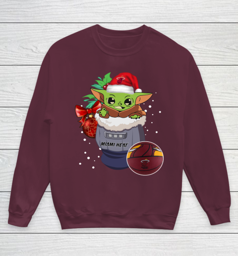 Miami Heat Christmas Baby Yoda Star Wars Funny Happy NBA Youth Sweatshirt 5