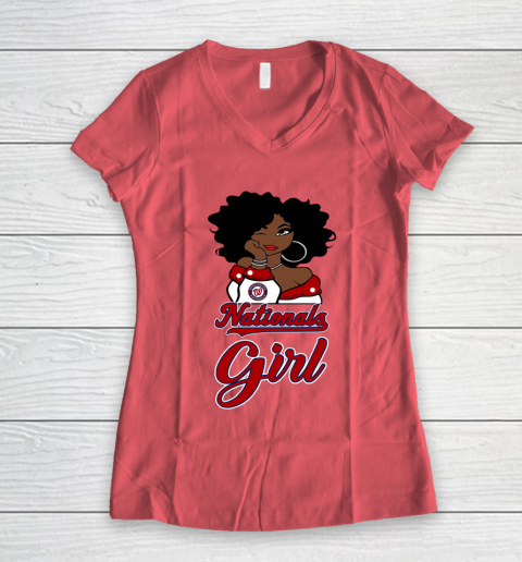 Washington Nationalss Girl MLB Women's V-Neck T-Shirt 6