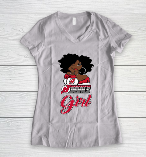 New Jersey Devils Girl NHL Women's V-Neck T-Shirt 2