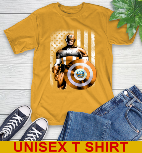 New York Islanders NHL Hockey Captain America Marvel Avengers American Flag Shirt T-Shirt 2