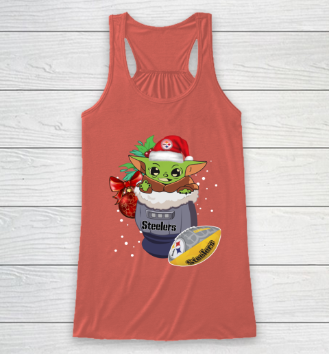 Pittsburgh Steelers Christmas Baby Yoda Star Wars Funny Happy NFL Racerback Tank 4