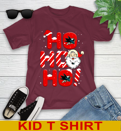 San Jose Sharks NHL Hockey Ho Ho Ho Santa Claus Merry Christmas Shirt Youth T-Shirt 5