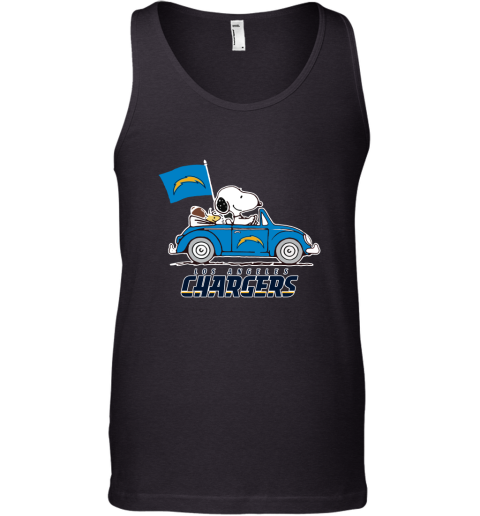 Snoopy And Woodstock Ride The Los Angeles Chargers Car NFL Tank Top
