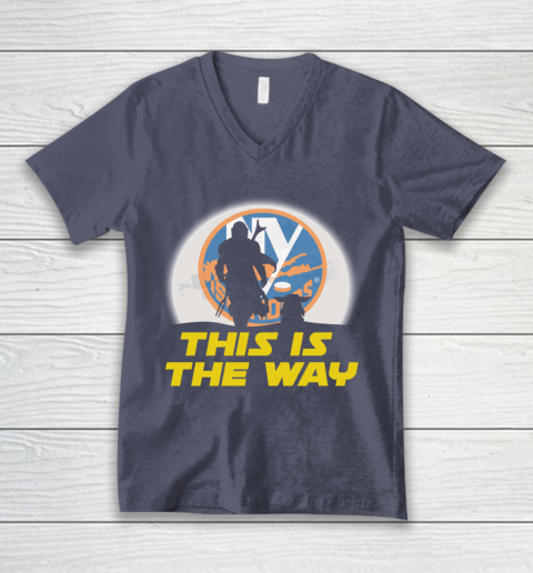 New York Islanders NHL Ice Hockey Star Wars Yoda And Mandalorian This Is The Way V-Neck T-Shirt 7