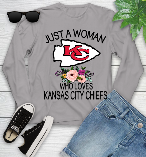 NFL Just A Woman Who Loves Kansas City Chiefs Football Sports Youth Long Sleeve 3