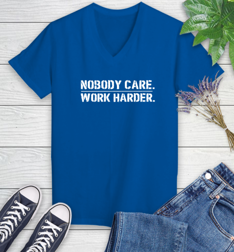 Lamar Jackson Nobody Cares Work Harder Women's V-Neck T-Shirt 10