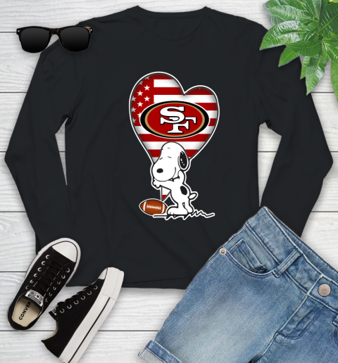 San Francisco 49ers NFL Football The Peanuts Movie Adorable Snoopy Youth Long Sleeve 2