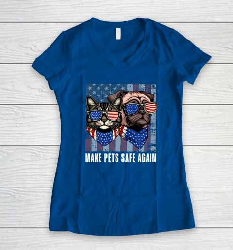 Make Pets Safe Again Trump Harris Debate Eating The Dogs Cat Women's V-Neck T-Shirt 5