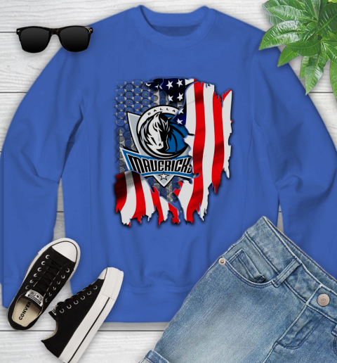 Dallas Mavericks NBA Basketball American Flag Youth Sweatshirt 7
