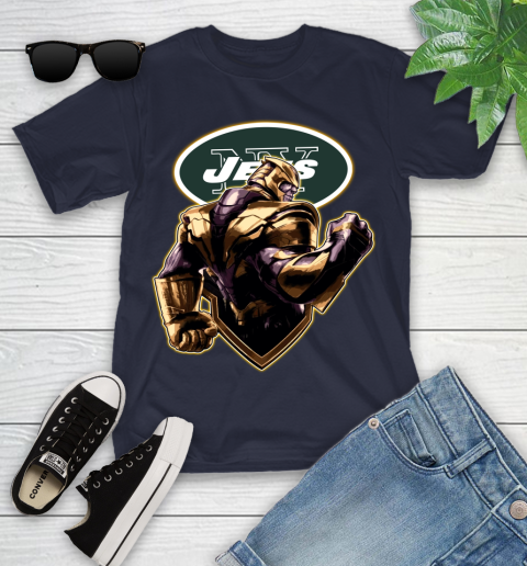 NFL Thanos Avengers Endgame Football Sports New York Jets Youth T-Shirt 3