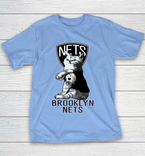 NBA Basketball My Cat Loves Brooklyn Nets Youth T-Shirt 8