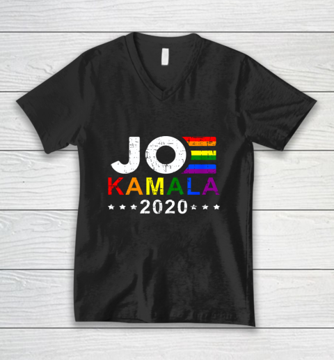 Joe Biden Kamala Harris 2020 Rainbow Gay Pride LGBT Election V-Neck T-Shirt