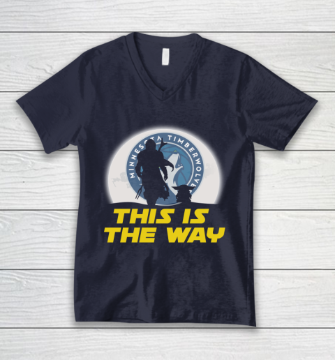 Minnesota Timberwolves NBA Basketball Star Wars Yoda And Mandalorian This Is The Way V-Neck T-Shirt 2