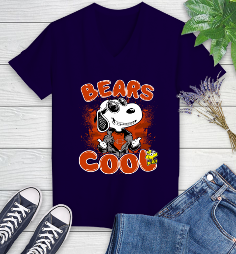NFL Football Chicago Bears Cool Snoopy Shirt Women's V-Neck T-Shirt 3