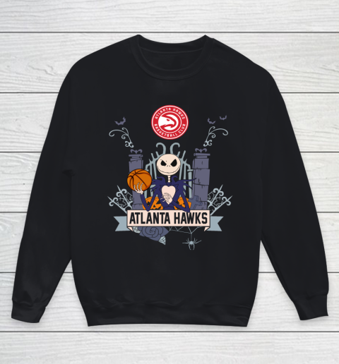 NBA Atlanta Hawks Basketball Jack Skellington Halloween Youth Sweatshirt