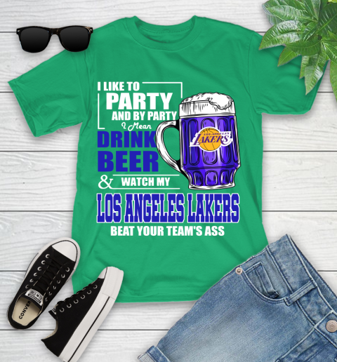 NBA Drink Beer and Watch My Los Angeles Lakers Beat Your Team's Ass Basketball Youth T-Shirt 8