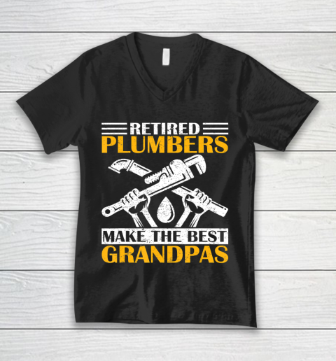 GrandFather gift shirt Vintage Retired Plumber Make The Best Grandpa Retirement Tee T Shirt V-Neck T-Shirt