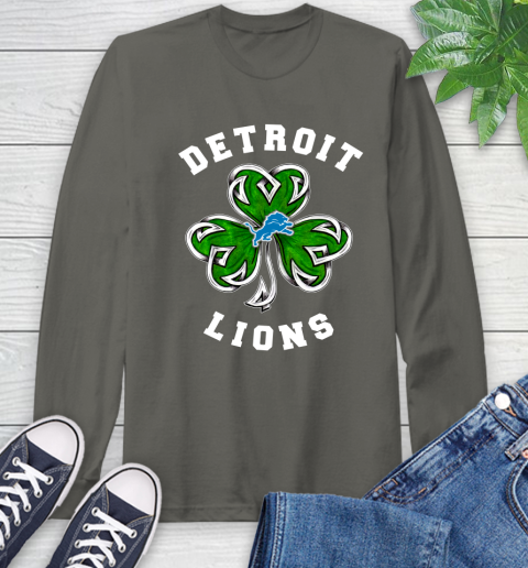 NFL Detroit Lions Three Leaf Clover St Patrick's Day Football Sports Long Sleeve T-Shirt 9