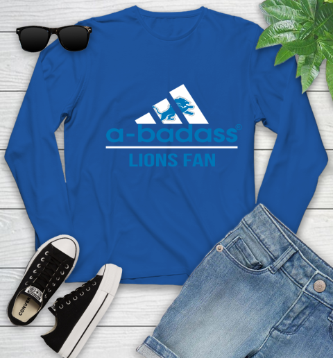 NFL A Badass Detroit Lions Fan Adidas Football Sports Youth Long Sleeve 10