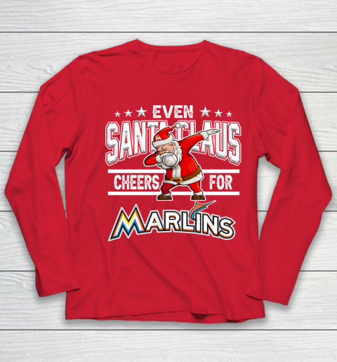 Miami Marlins Even Santa Claus Cheers For Christmas MLB Youth Long Sleeve 8