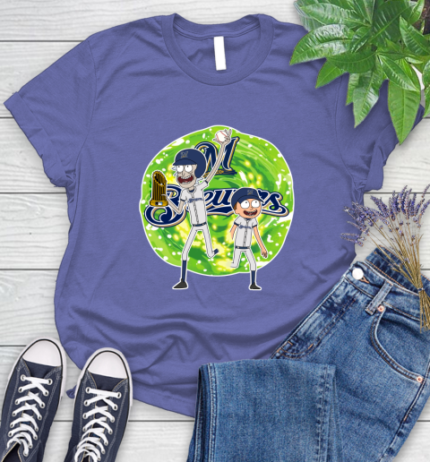 MLB Milwaukee Brewers Rick And Morty Commissioner's Trophy Baseball Sports Women's T-Shirt 11