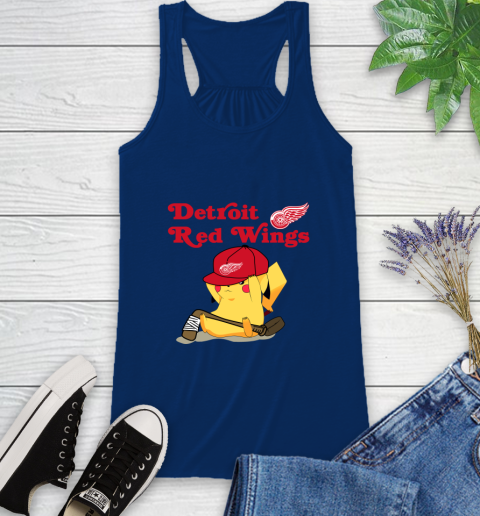 NHL Pikachu Hockey Sports Detroit Red Wings Racerback Tank 9