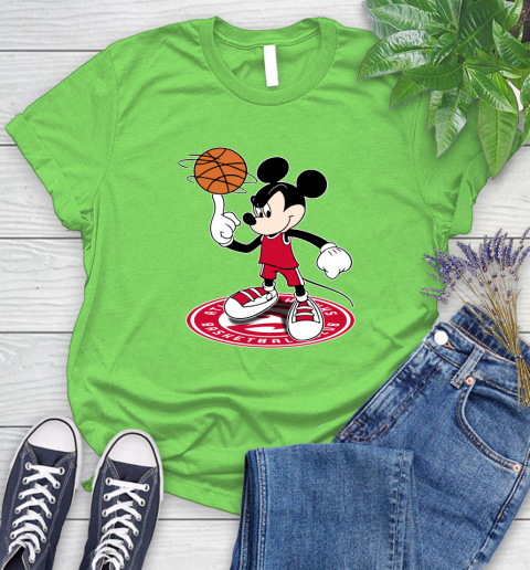 NBA Basketball Atlanta Hawks Cheerful Mickey Disney Shirt Women's T-Shirt 10
