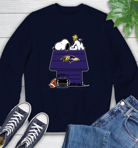 Baltimore Ravens NFL Football Snoopy Woodstock The Peanuts Movie Sweatshirt 3