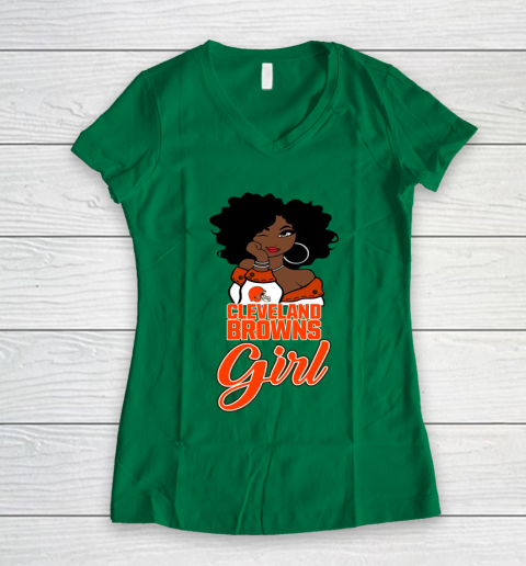Cleveland Browns Girl NFL Women's V-Neck T-Shirt 5
