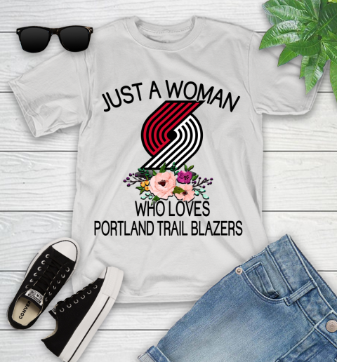 NBA Just A Woman Who Loves Portland Trail Blazers Basketball Sports Youth T-Shirt
