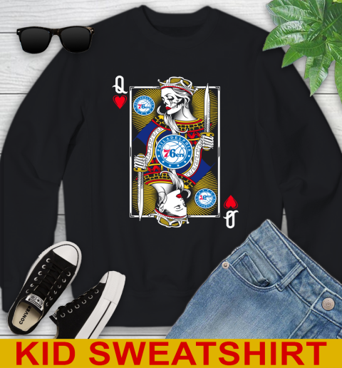 NBA Basketball Philadelphia 76ers The Queen Of Hearts Card Shirt Youth Sweatshirt