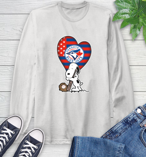 Toronto Blue Jays MLB Baseball The Peanuts Movie Adorable Snoopy Long Sleeve T-Shirt