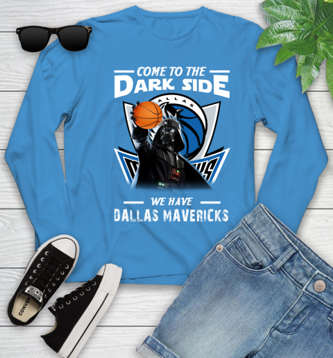 NBA Come To The Dark Side We Have Dallas Mavericks Star Wars Darth Vader Basketball Youth Long Sleeve 8