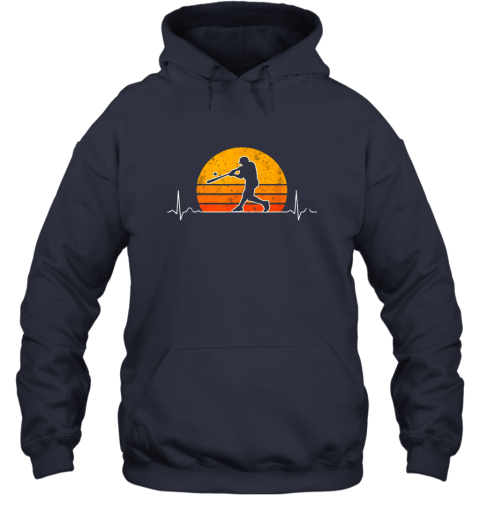 si8h vintage baseball heartbeat retro sunset swinging batter gift hoodie 23 front navy