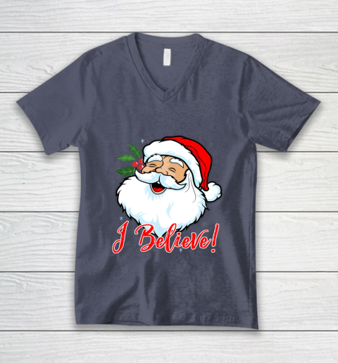 I Believe In Santa Claus T Shirt Funny Christmas Holiday V-Neck T-Shirt 7