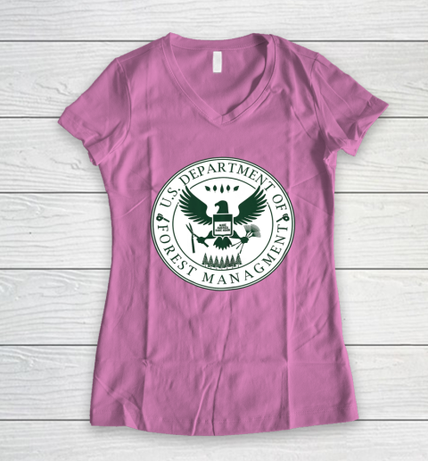 Make America Rake Again US Department Of Forest Managment Women's V-Neck T-Shirt 8