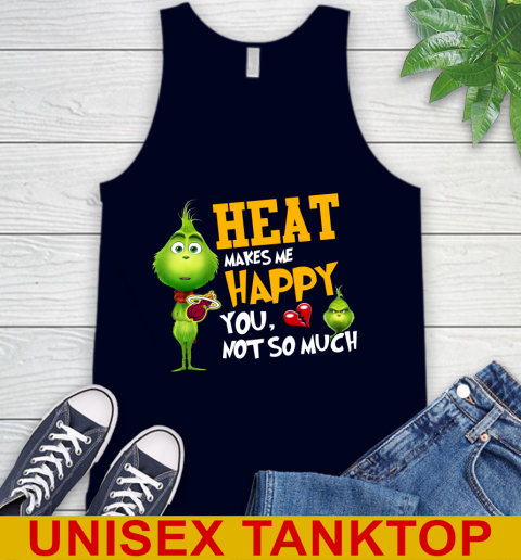 NBA Miami Heat Makes Me Happy You Not So Much Grinch Basketball Sports Tank Top 2
