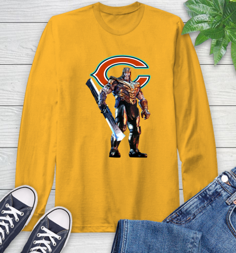 NFL Thanos Gauntlet Avengers Endgame Football Chicago Bears Long Sleeve T-Shirt 3