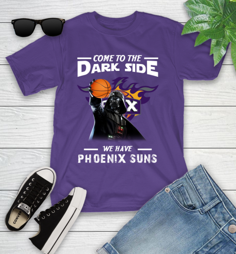 NBA Come To The Dark Side We Have Phoenix Suns Star Wars Darth Vader Basketball Youth T-Shirt 3