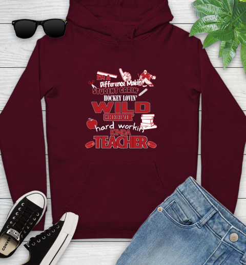 Minnesota Wild NHL I'm A Difference Making Student Caring Hockey Loving Kinda Teacher Youth Hoodie 7