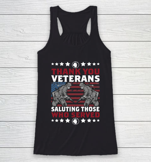 Veteran Shirt Thank You Veterans Saluting Those Who Served Racerback Tank