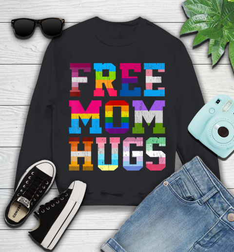 Nurse Shirt Distressed Free Mom hugs shirt love rainbow LGBT PRIDE 2020 T Shirt Youth Sweatshirt