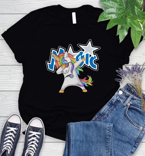 Orlando Magic NBA Basketball Funny Unicorn Dabbing Sports Women's T-Shirt 2